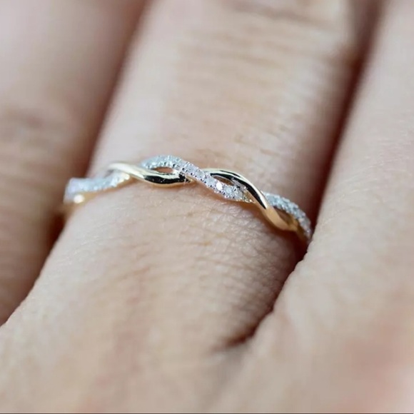 Rose Gold Diamond Twisted Eternity Band Ring - Picture 7 of 8